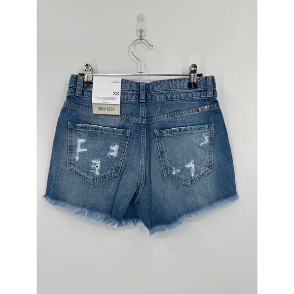 Kancan High Rise Distressed Denim Shorts Size XS NWT - Picture 3 of 7